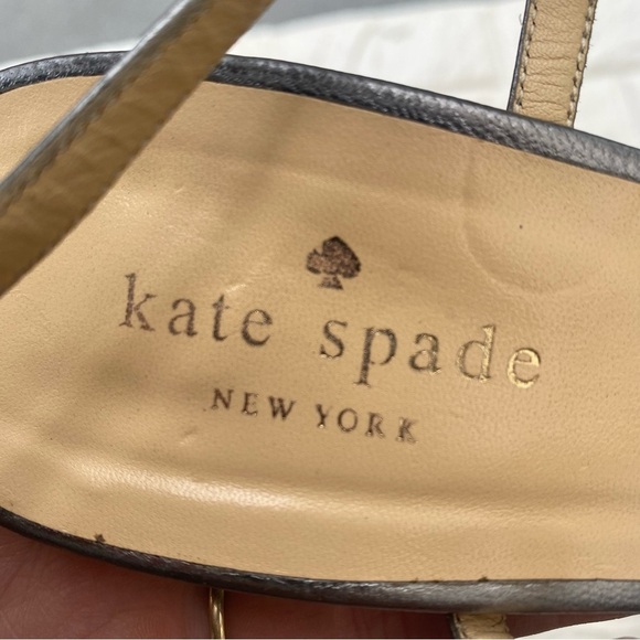 Kate Spade Silver Strappy Heels Metallic Sandals Size 9.5 Slingback Party Dance - Picture 3 of 9